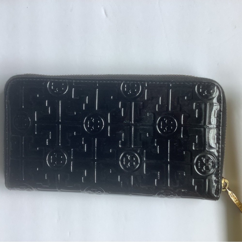 SOLD Tory Burch Black Patent Leather Long Wallet